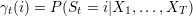 γt(i) = P (St = i|X1,...,XT )
     