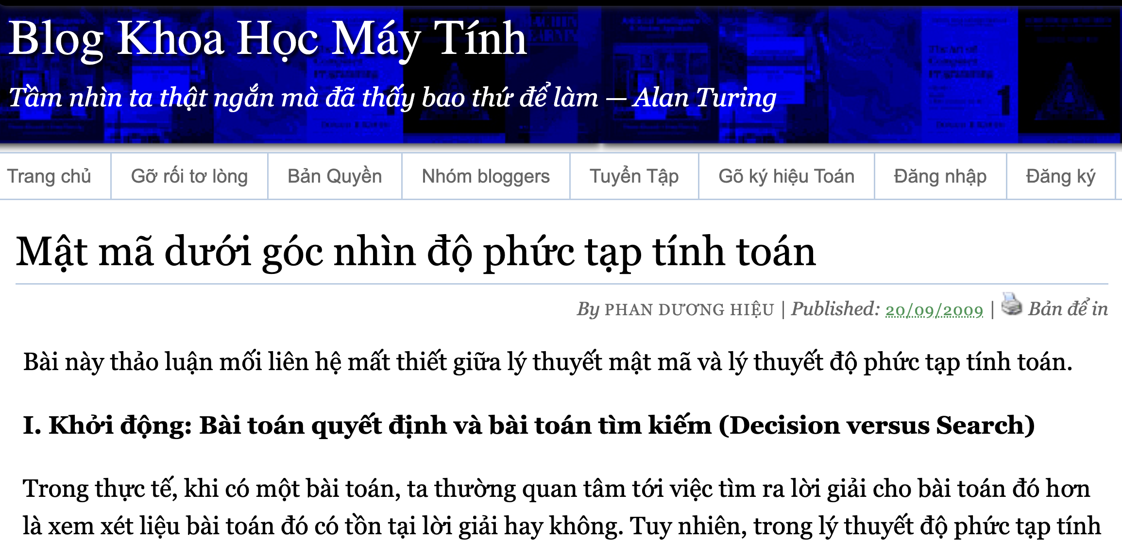 Mật mã dưới góc nhìn độ phức tạp tính toán