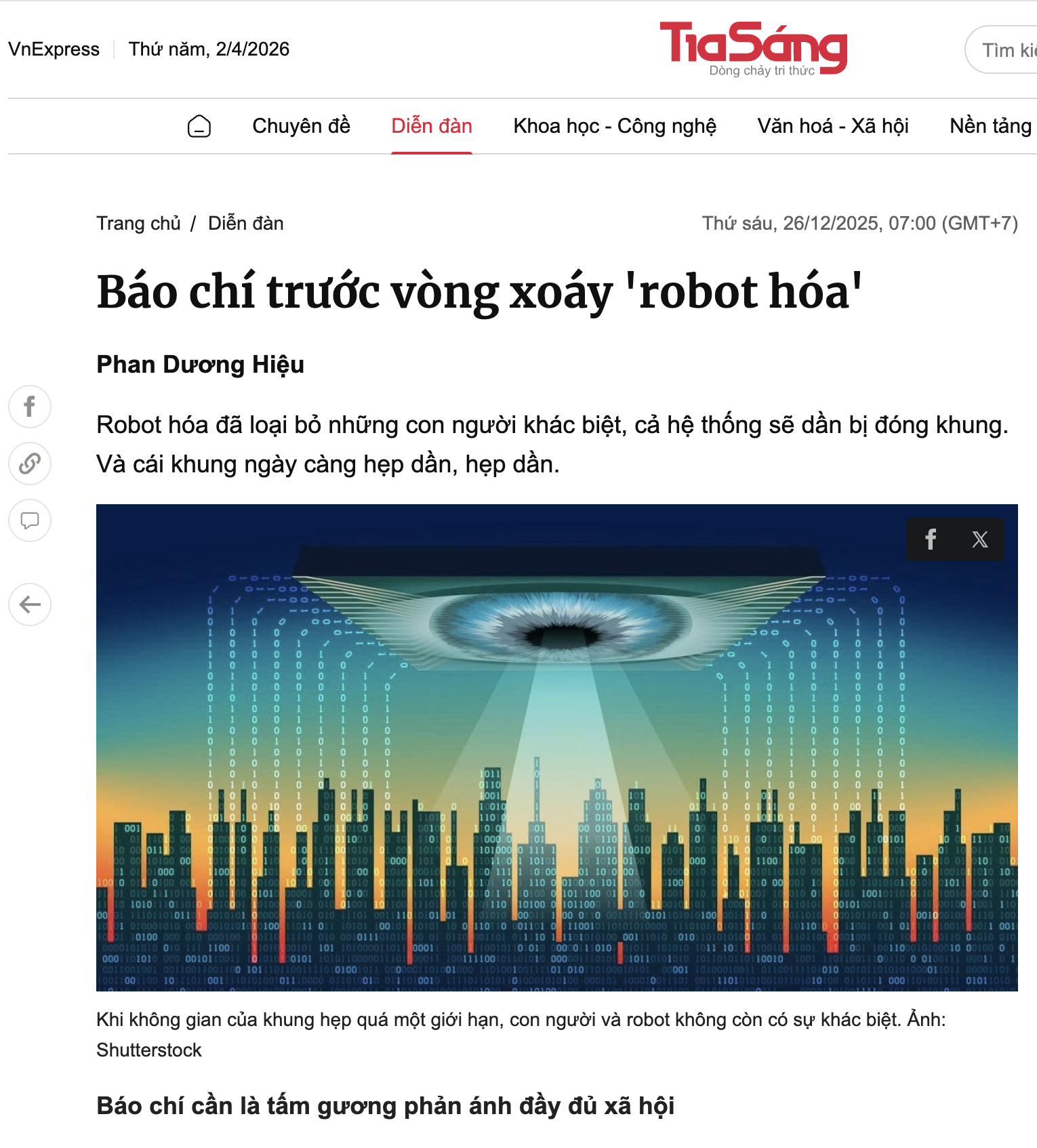 Ảnh bài Báo chí trước vòng xoáy robot hóa