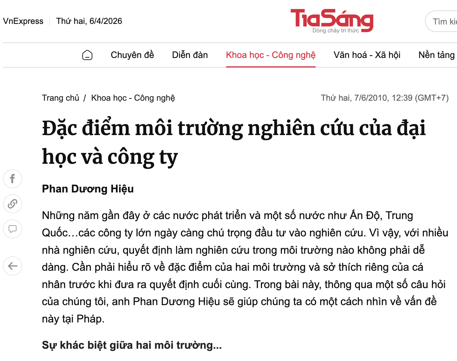 Ảnh bài Đặc điểm môi trường nghiên cứu của đại học và công ty