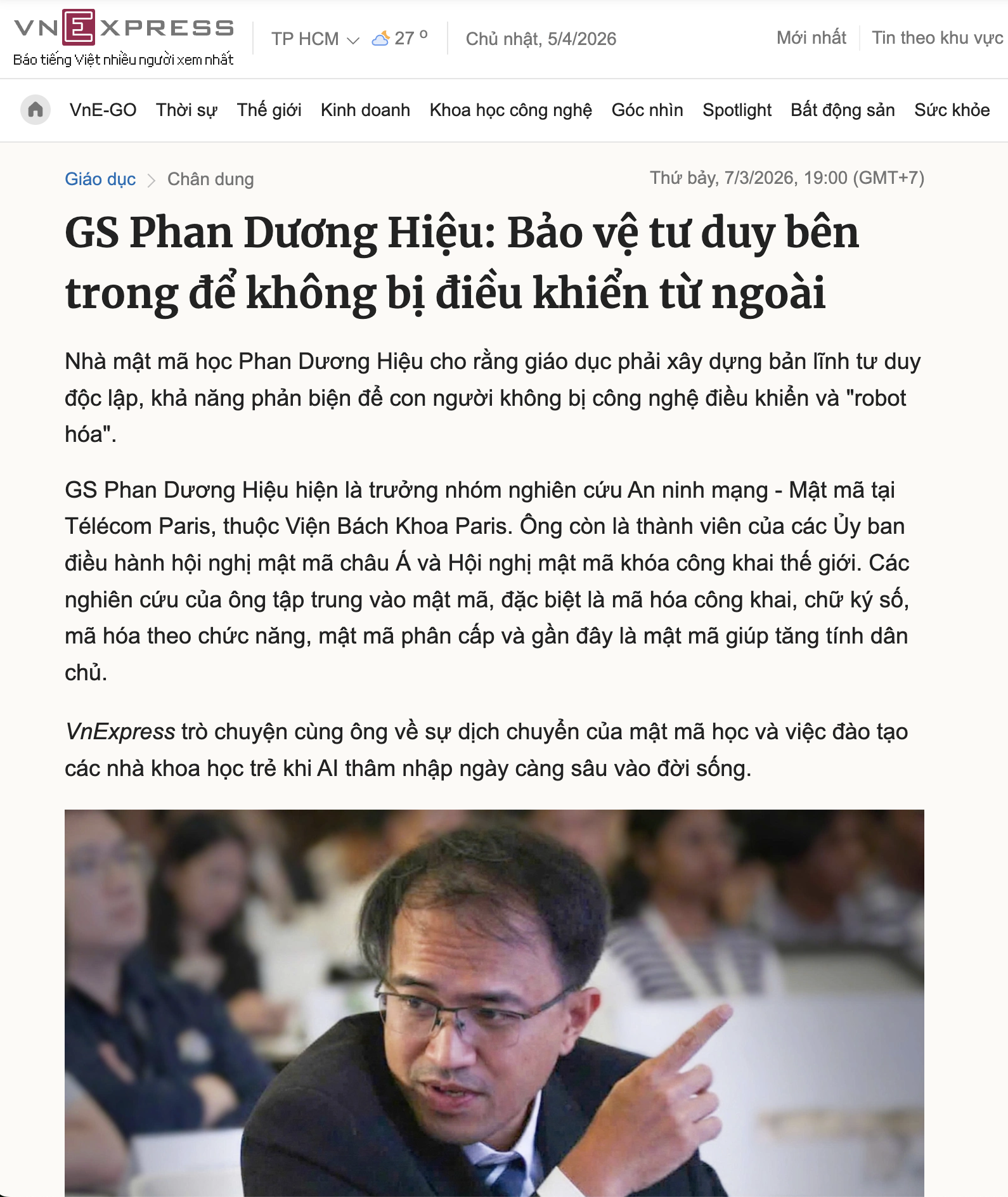 Ảnh bài Bảo vệ tư duy bên trong