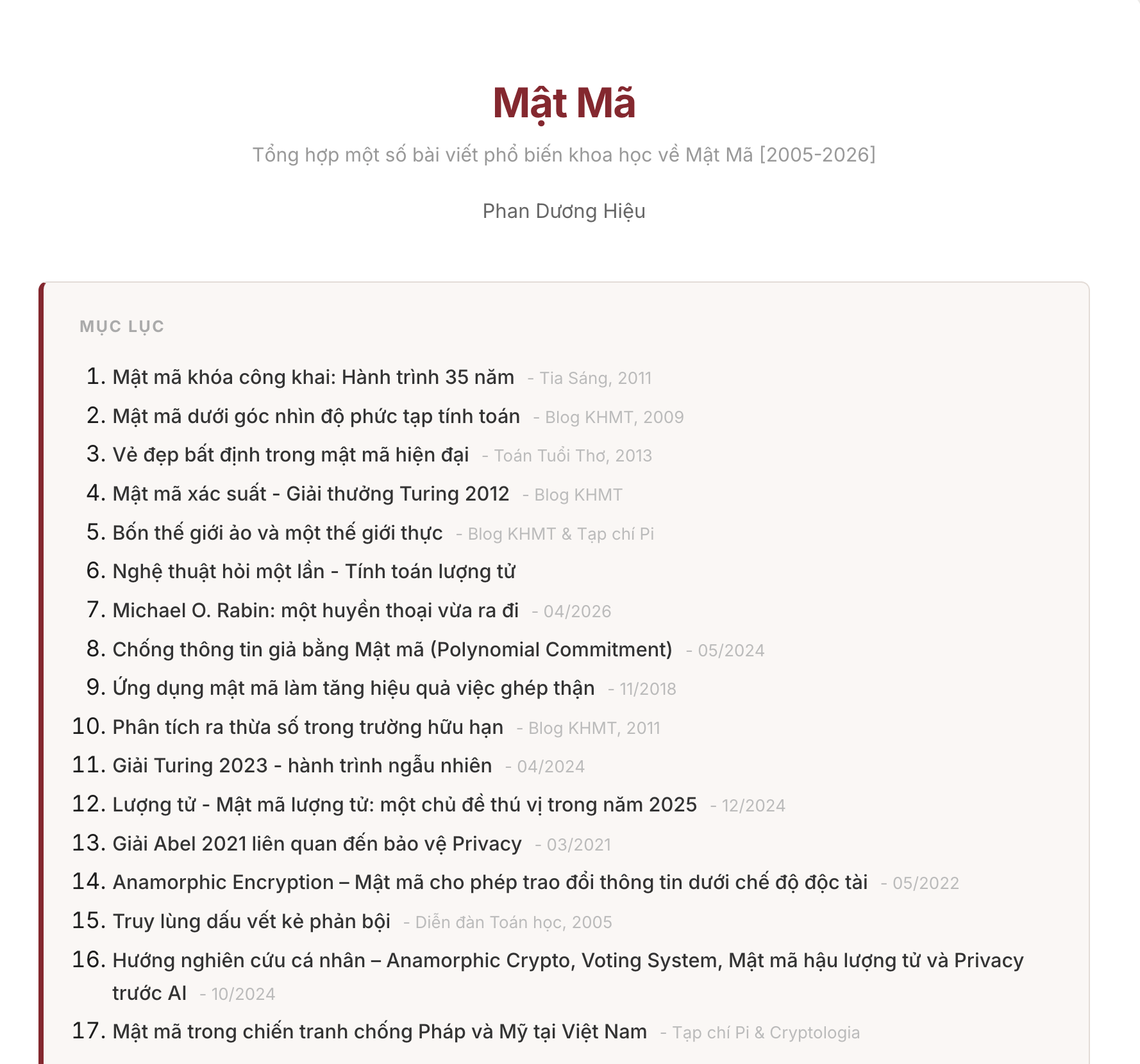 Mật Mã – trang tổng hợp bài viết